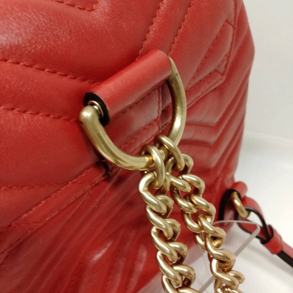 Authentic Gucci GG Marmont Mini Red Backpack | Quilted Leather Designer Bag - Picture 6 of 16